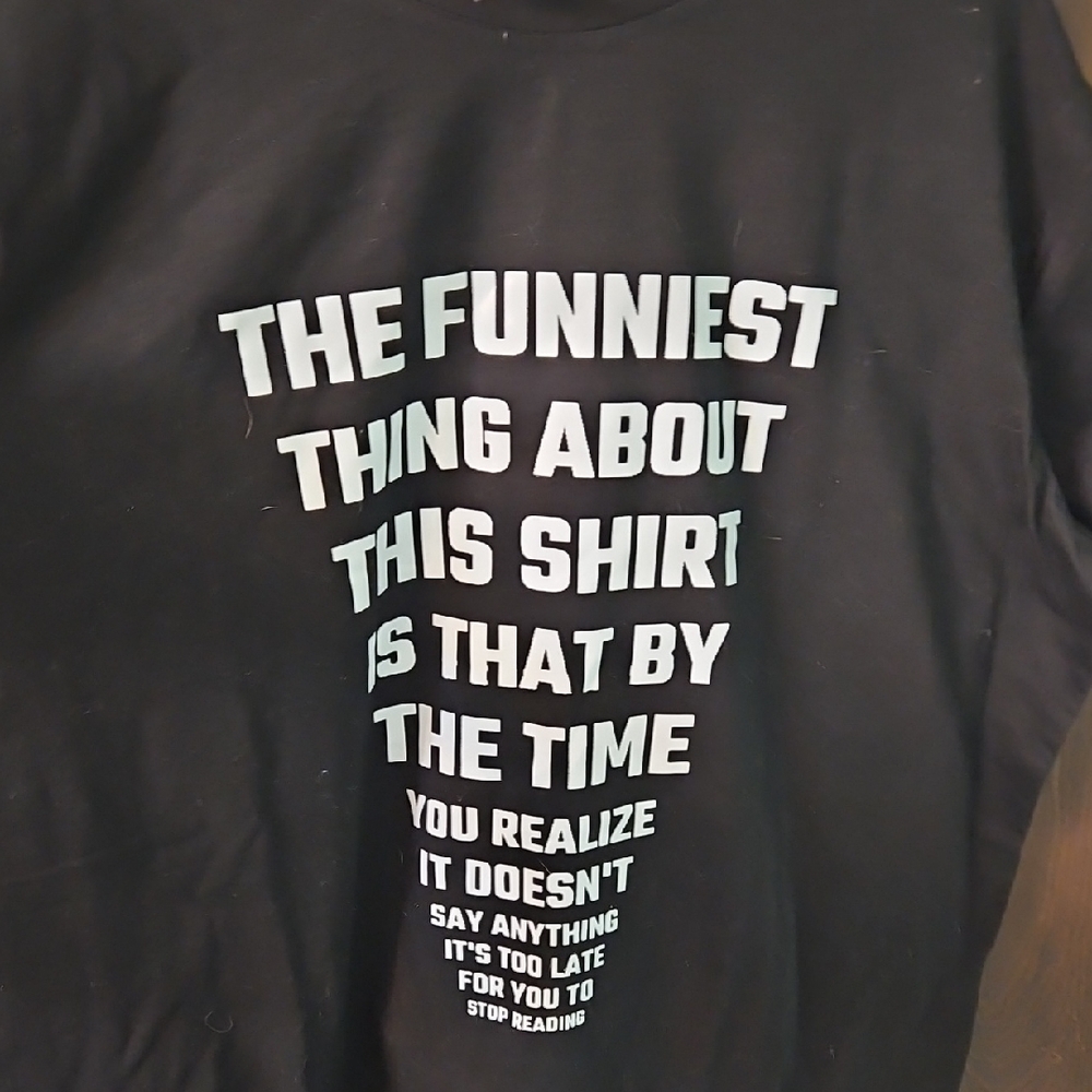 Humorous Black Tee with White Print